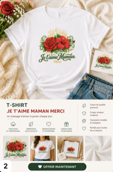 JE T'AIME MAMAN. T-shirt unisexe épais ras du cou