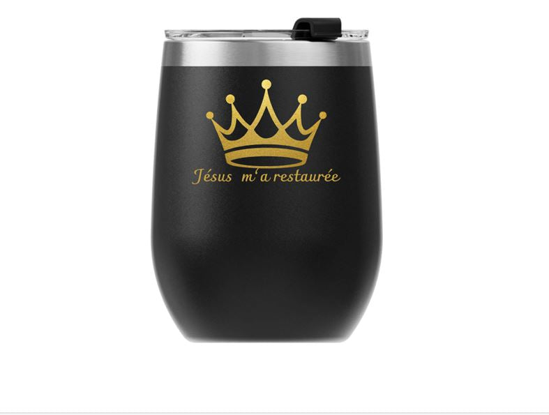 Tasse de voyage logo doré Jésus restaure encore