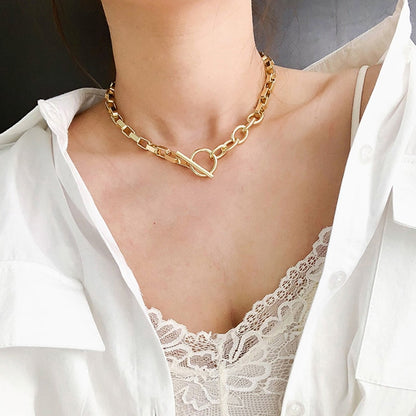 VCORM Box Chain Toggle Clasp Gold Necklaces Mixed Linked Circle Necklaces for Women Minimalist Choker Necklace 2020 Hot Jewelry