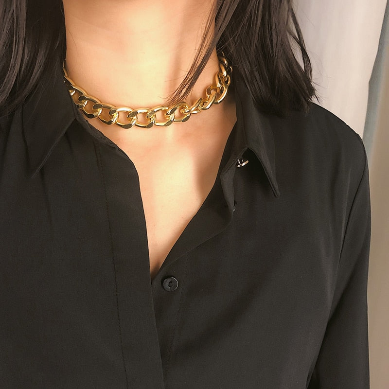 VCORM Box Chain Toggle Clasp Gold Necklaces Mixed Linked Circle Necklaces for Women Minimalist Choker Necklace 2020 Hot Jewelry