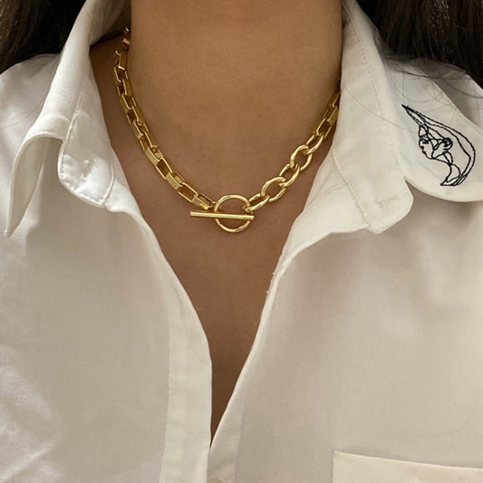 VCORM Box Chain Toggle Clasp Gold Necklaces Mixed Linked Circle Necklaces for Women Minimalist Choker Necklace 2020 Hot Jewelry