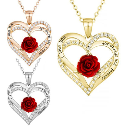 Rose Flower Pendant Necklace  Mother's Day Jewelry Gifts  Ladies Girls