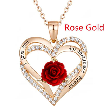 Fashion Income Rose Flower Pendant Necklace Anniversary Party Accessories Birthday Mother&#39;s Day Jewelry Gifts Mom Ladies Girls