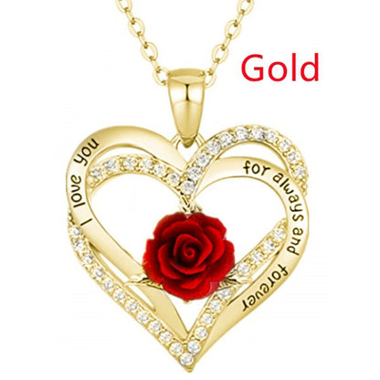 Rose Flower Pendant Necklace  Mother's Day Jewelry Gifts  Ladies Girls
