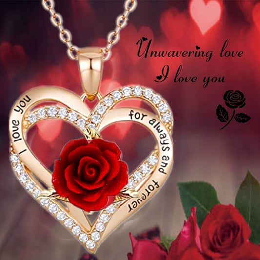 Rose Flower Pendant Necklace  Mother's Day Jewelry Gifts  Ladies Girls