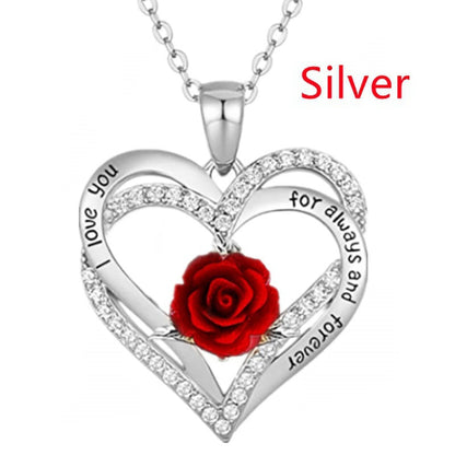 Rose Flower Pendant Necklace  Mother's Day Jewelry Gifts  Ladies Girls